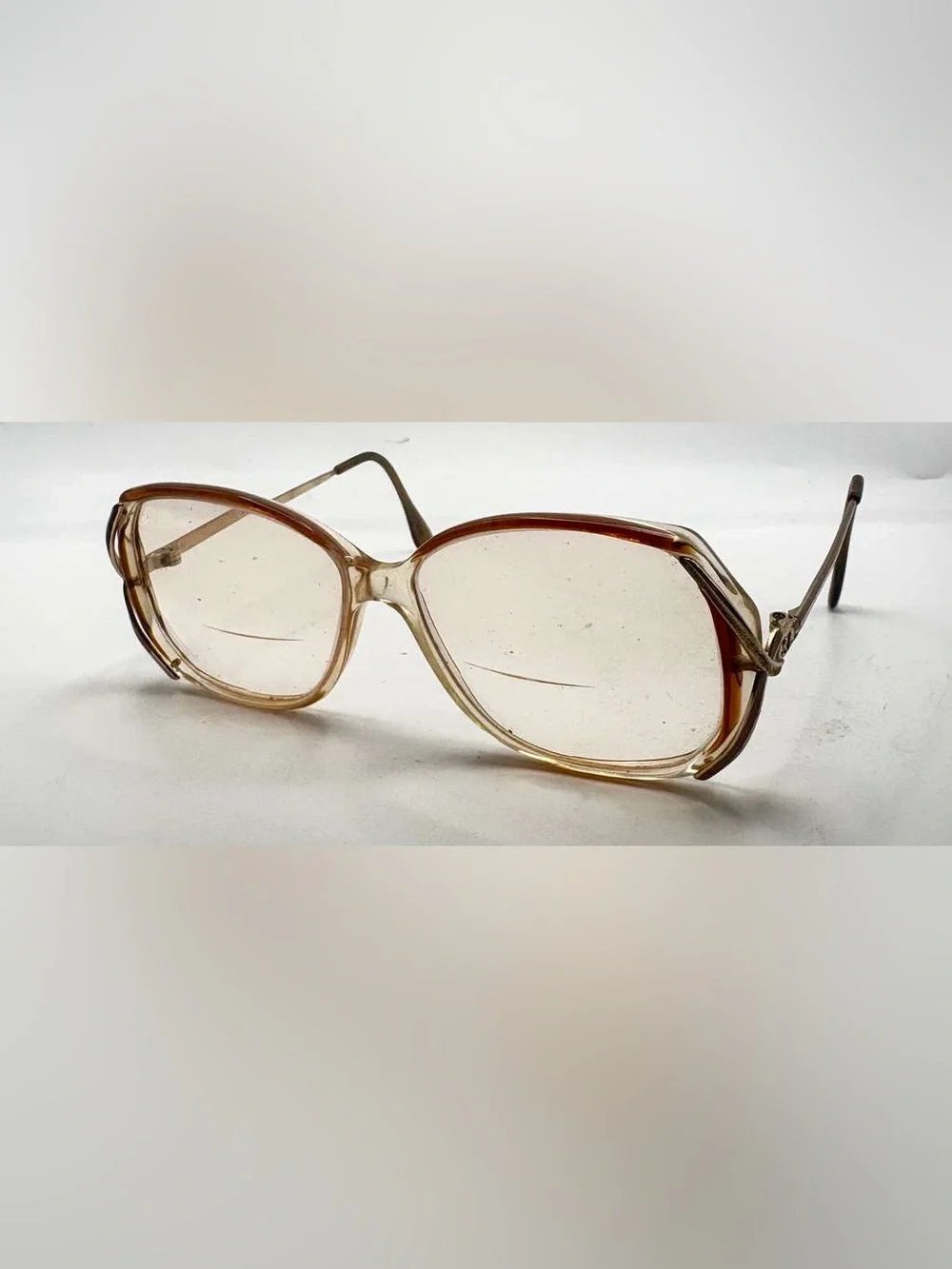 Vintage Sophia Loren 568 Brown Translucent Oval Sunglasses Frames Only USA